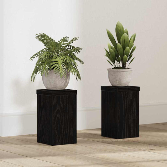 Supporto per piante 2 pcs Rovere nero 10 x 10 x 18 cm
