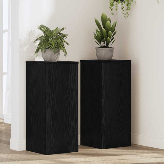 Supporto per piante 2 pcs Rovere nero 30 x 30 x 70 cm