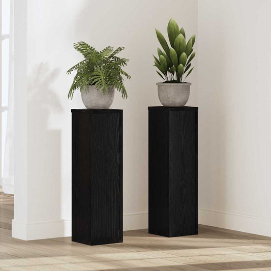 Supporto per piante 2 pcs Rovere nero 17 x 17 x 60 cm