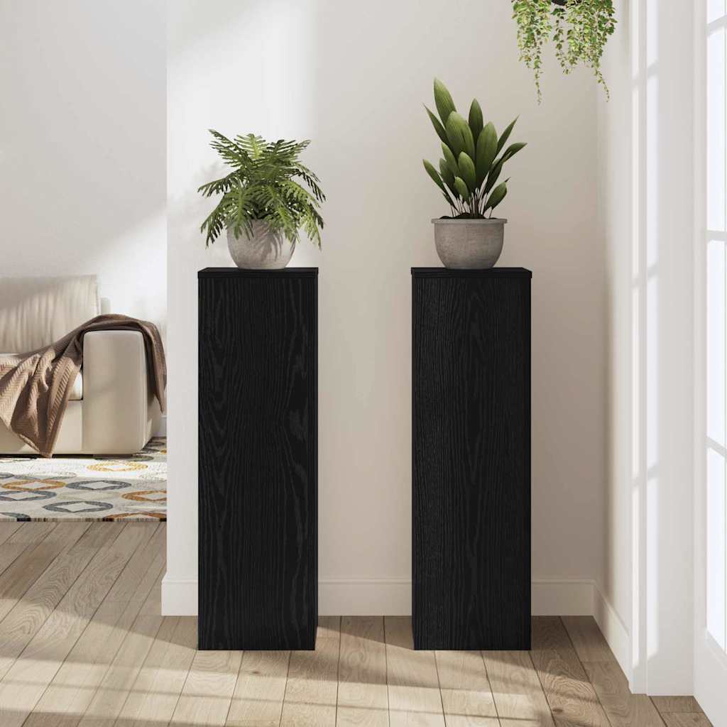 Supporto per piante 2 pcs Rovere nero 25 x 25 x 80 cm