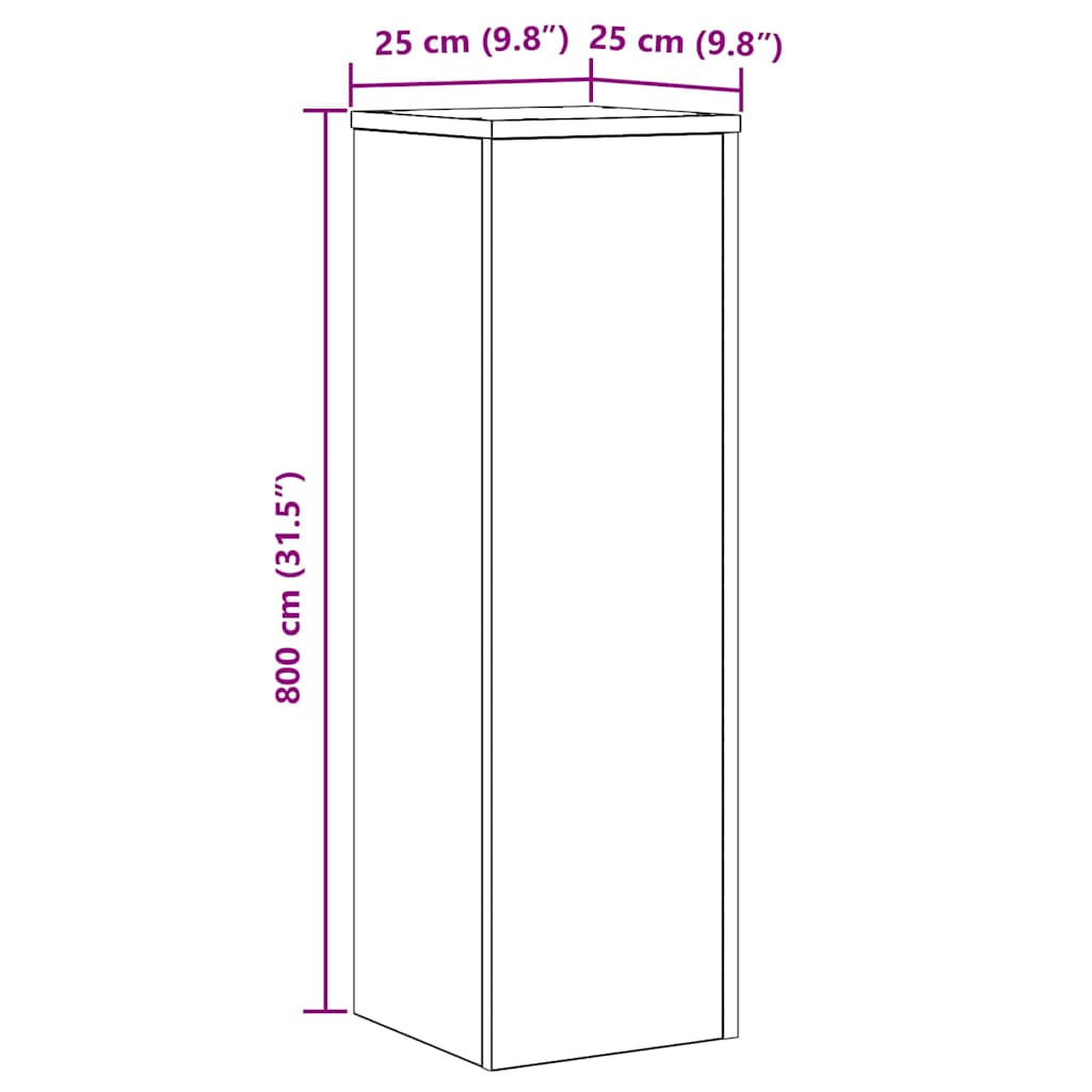Supporto per piante 2 pcs Rovere nero 25 x 25 x 80 cm
