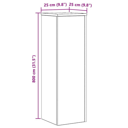 Supporto per piante 2 pcs Rovere nero 25 x 25 x 80 cm