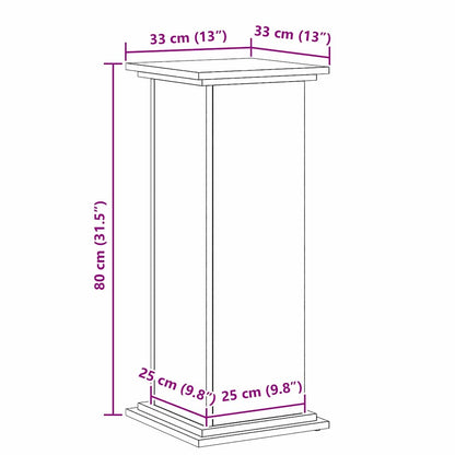 Supporto per piante Rovere nero 33 x 33 x 80 cm