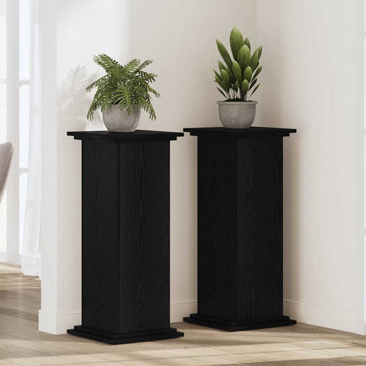 Supporto per piante Rovere nero 33 x 33 x 100 cm