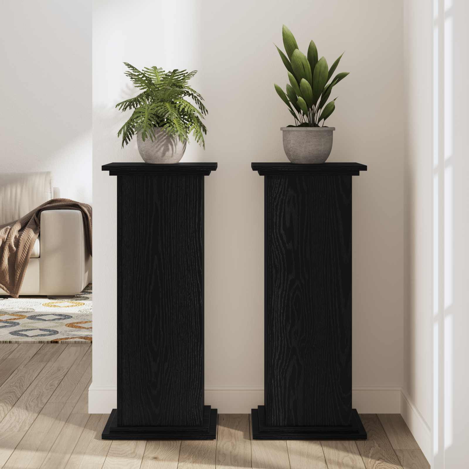 Supporto per piante Rovere Nero 33 x 33 x 100 cm | homemem39