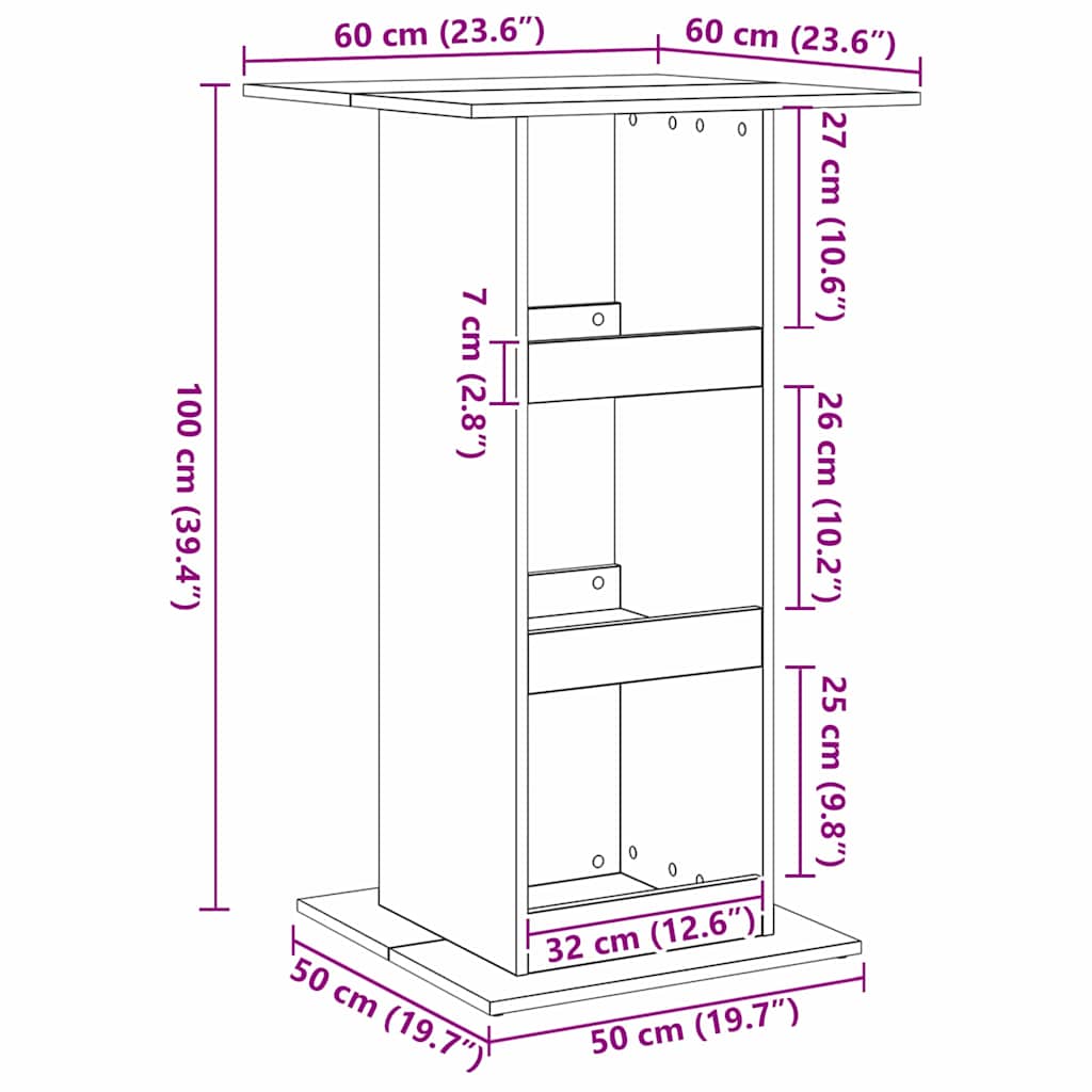 Tavolo da bar Rovere Nero 60 x 60 x 100 cm Legno multistrato | homemem39