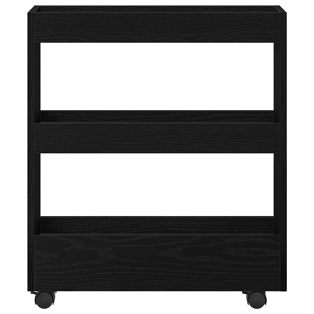 Carrello di Stoccaggio Stretto Rovere Nero 60 x 18 x 70 cm
