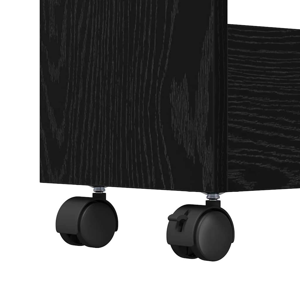 Carrello di Stoccaggio Stretto Rovere Nero 60 x 22 x 80 cm