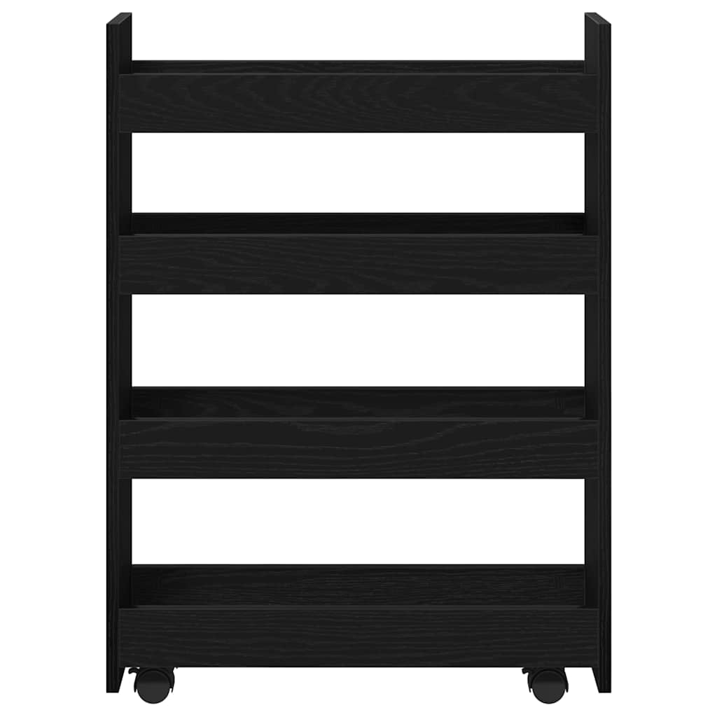 Carrello di Stoccaggio Stretto Rovere Nero 60 x 20 x 82 cm