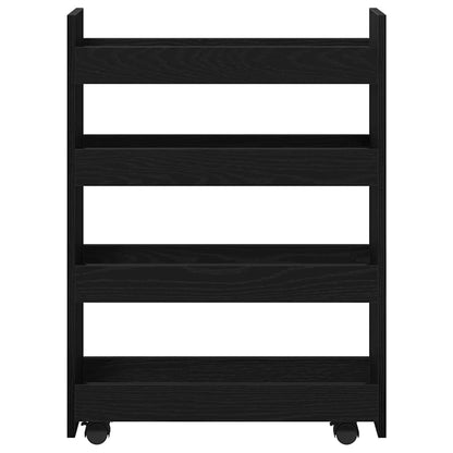 Carrello di Stoccaggio Stretto Rovere Nero 60 x 20 x 82 cm