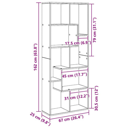 Libreria Rovere nero 67 x 25 x 161.5 cm Legno multistrato