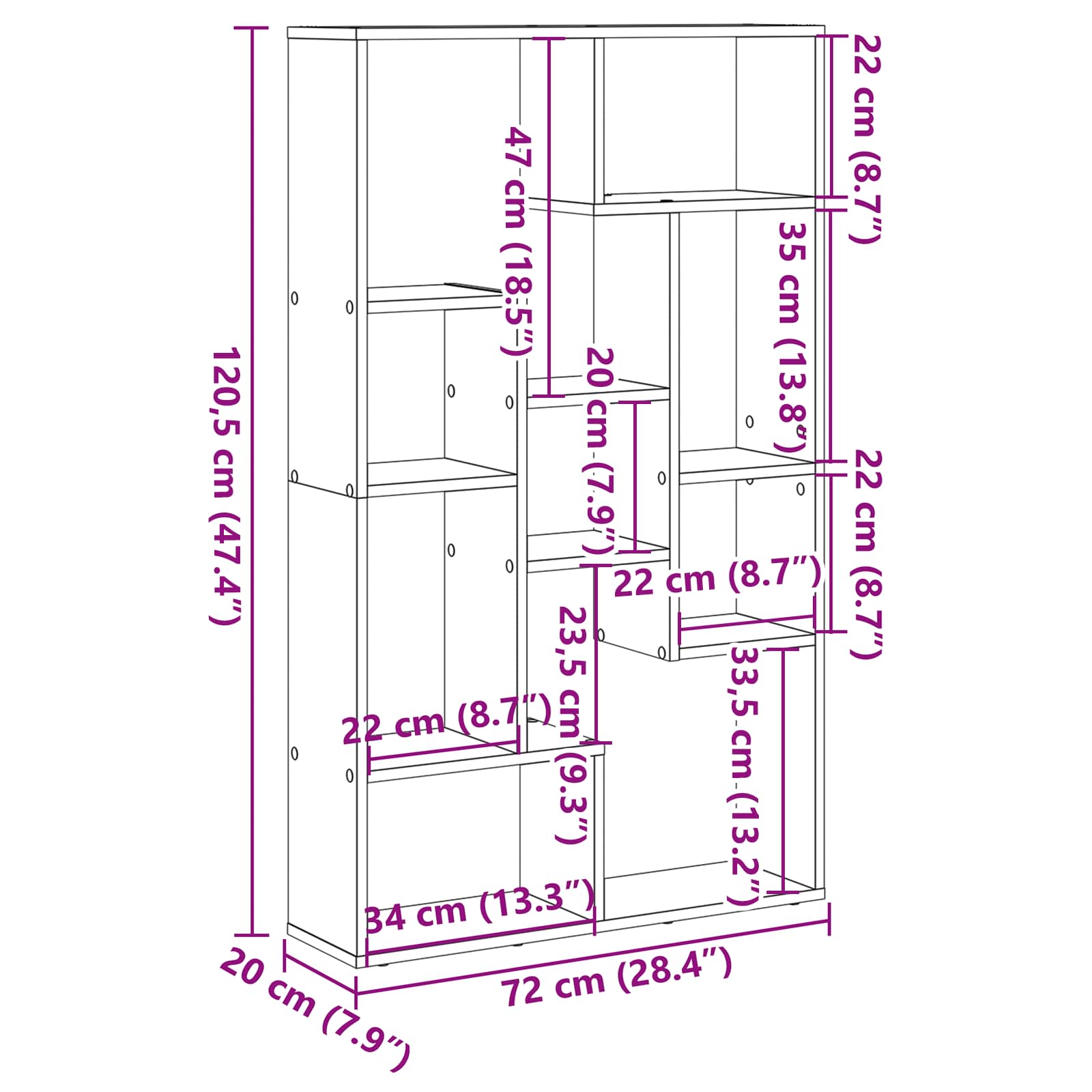 Armadio per Libri Rovere Nero 60 x 20 x 102,5 cm | homemem39