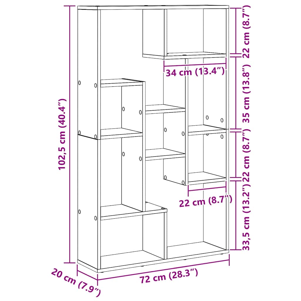 Libreria rovere artigianale 72 x 20 x 120 cm Legno multistrato