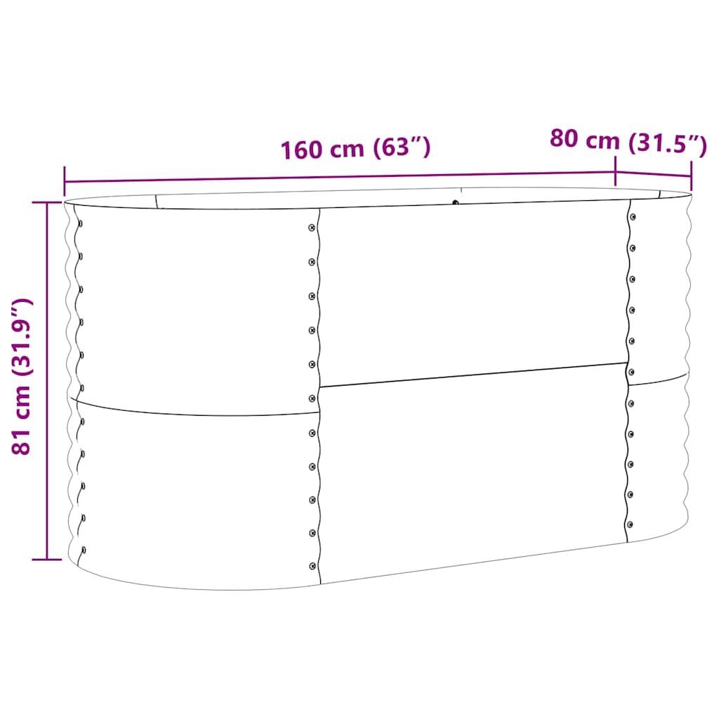 Letto rialzato da giardino Marrone 160 x 80 x 81 cm Acciaio