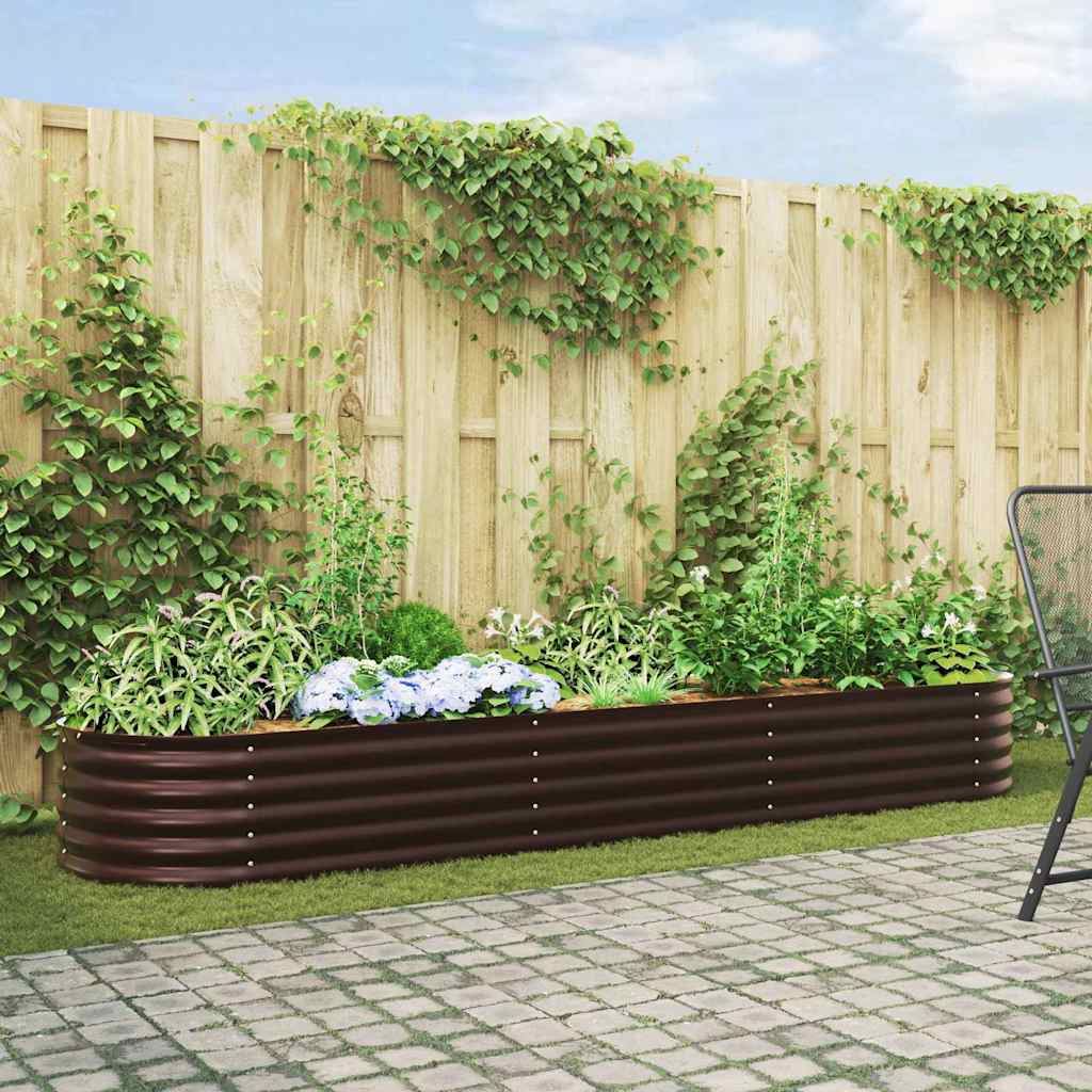 Letto rialzato da giardino Marrone 320 x 80 x 44 cm Acciaio