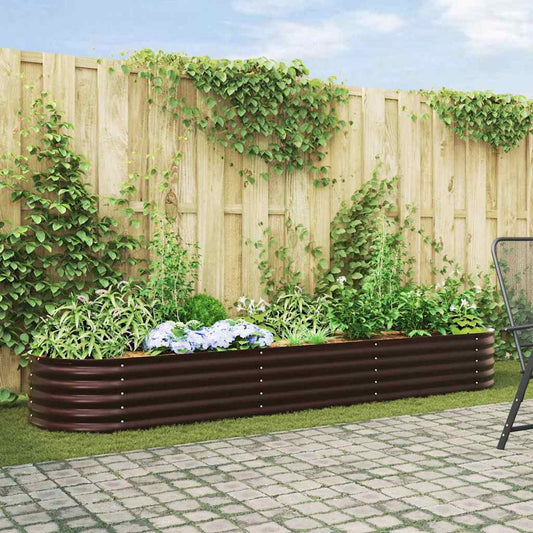 Letto rialzato da giardino Marrone 320 x 80 x 44 cm Acciaio