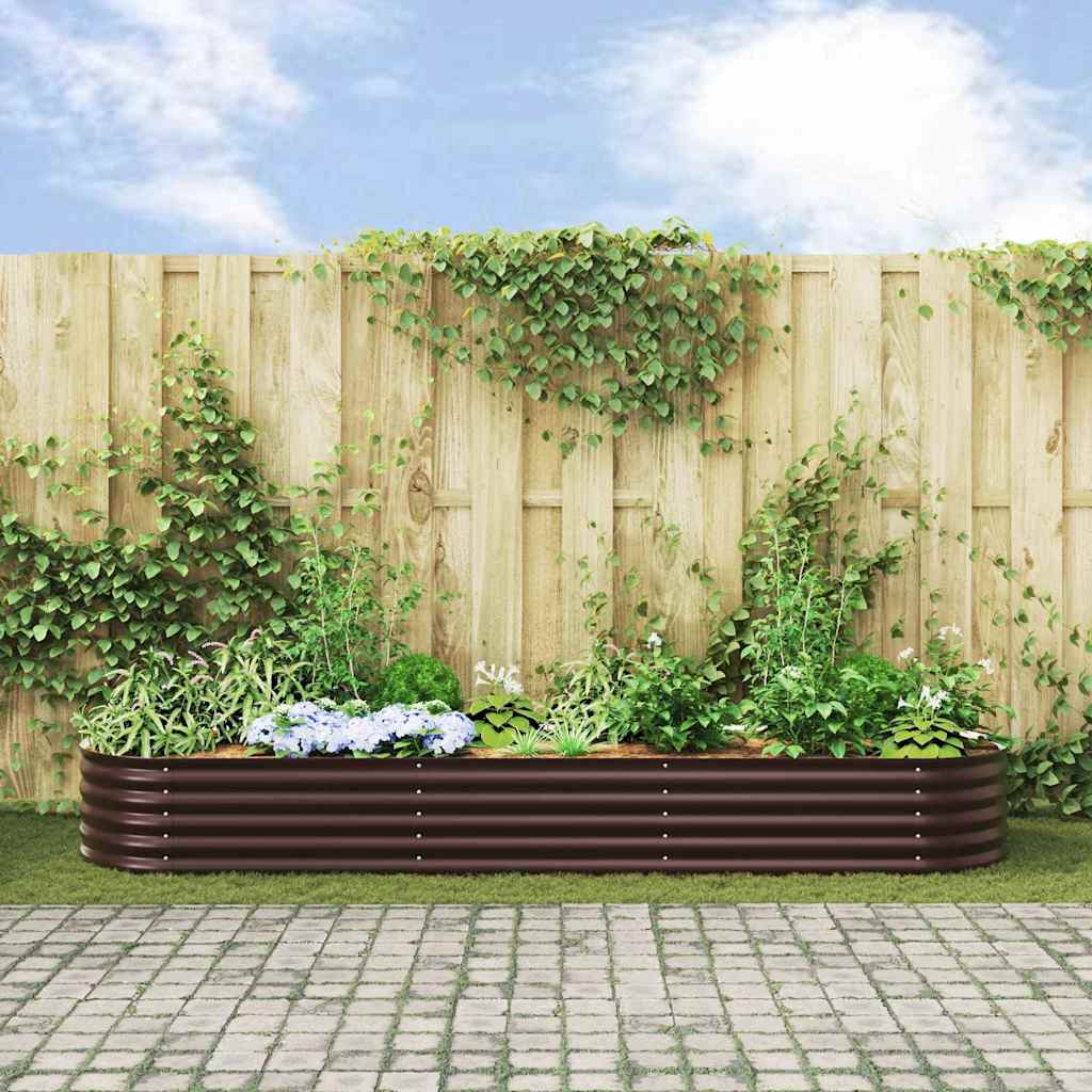 Letto rialzato da giardino Marrone 320 x 80 x 44 cm Acciaio
