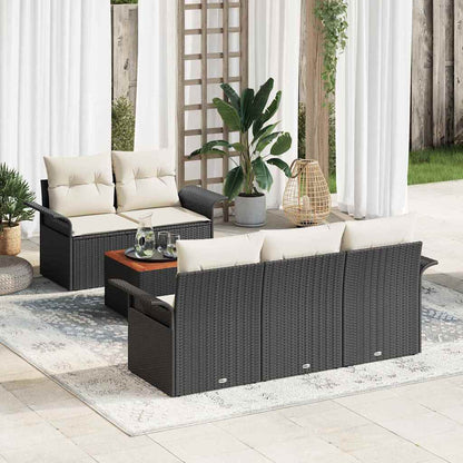 Set Divano da Giardino con cuscino 6 pcs Nero polyrattan | homemem39