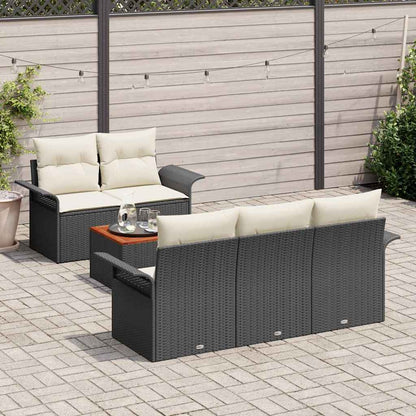 Set Divano da Giardino con cuscino 6 pcs Nero polyrattan | homemem39