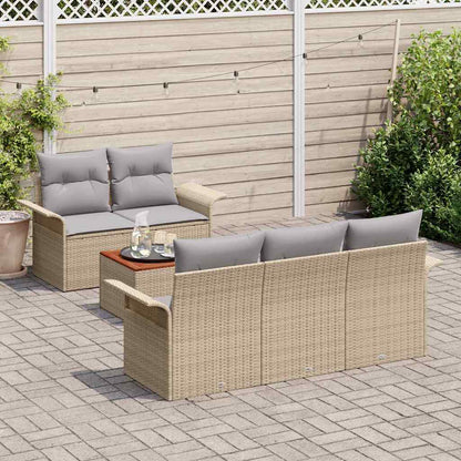 Set Divano da Giardino 6 pcs Beige Poly Rattan
