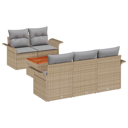 Set Divano da Giardino 6 pcs Beige Poly Rattan
