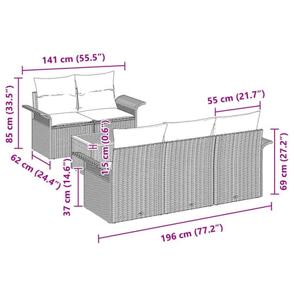 Set Divano da Giardino 6 pcs Beige Poly Rattan