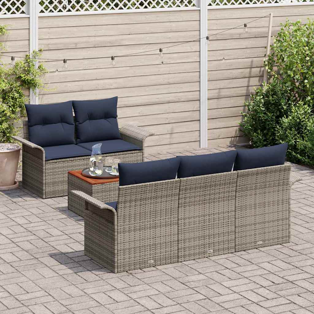 Set Divano da Giardino con cuscino 6 pcs Grigio polyrattan | homemem39