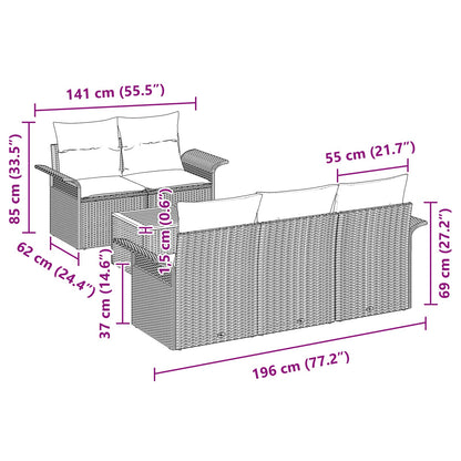 Set Divano da Giardino con cuscino 6 pcs Nero polyrattan | homemem39