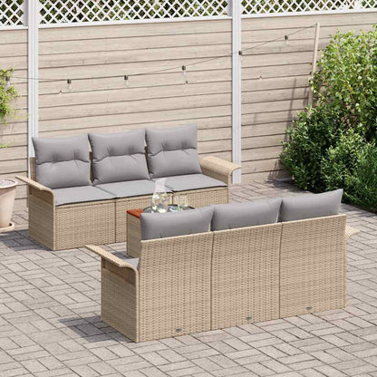Set Divano da Giardino 7 pcs Beige Poly Rattan