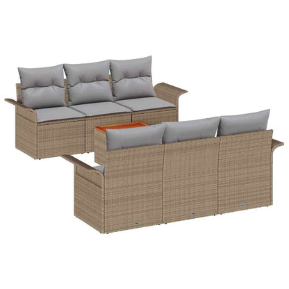 Set Divano da Giardino 7 pcs Beige Poly Rattan