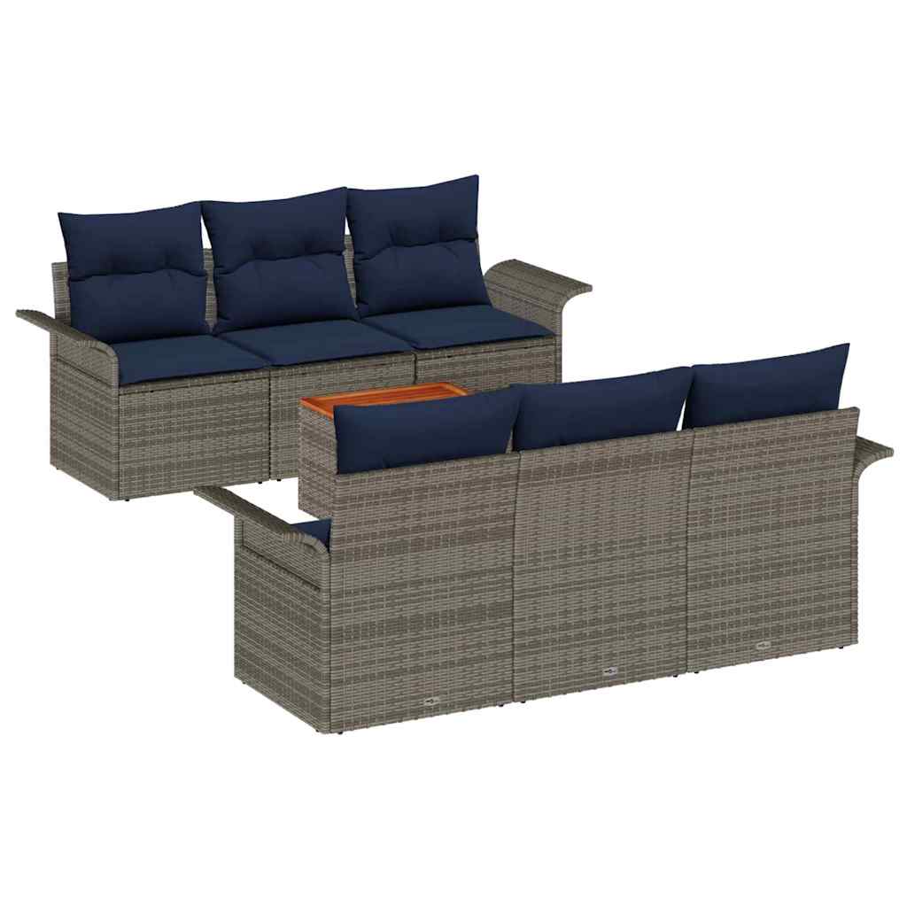 Set Divano da Giardino con cuscino 7 pcs Grigio polyrattan | homemem39