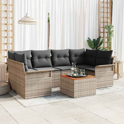 Set Divano da Giardino con cuscino 7 pcs Grigio polyrattan | homemem39
