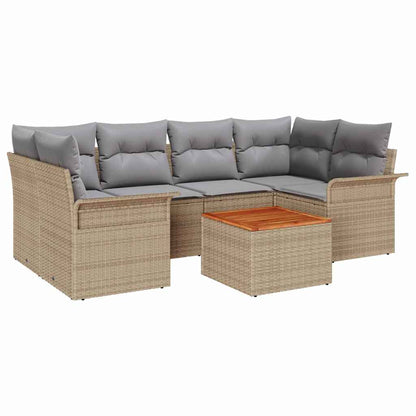 Set Divano da Giardino 7 pcs Beige Poly Rattan