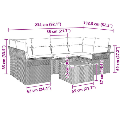 Set Divano da Giardino con cuscino 7 pcs Grigio polyrattan | homemem39