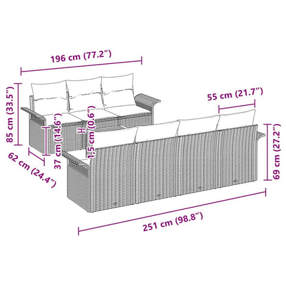 Set Divano da Giardino con cuscino 8 pcs Grigio polyrattan | homemem39