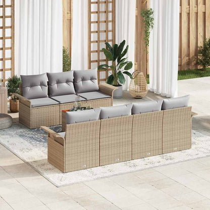 Set Divano da Giardino con cuscino 8 pcs Beige polyrattan | homemem39