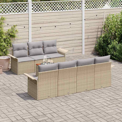 Set Divano da Giardino con cuscino 8 pcs Beige polyrattan | homemem39