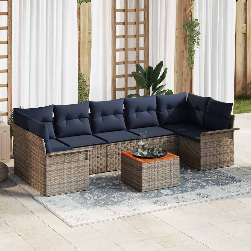 Set Divano da Giardino con cuscino 8 pcs Grigio polyrattan | homemem39