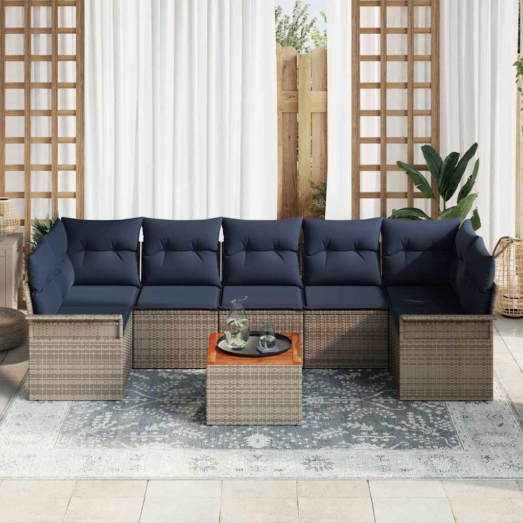Set Divano da Giardino con cuscino 8 pcs Grigio polyrattan | homemem39