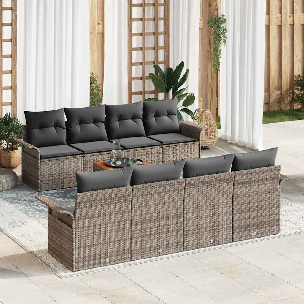Set Divano da Giardino con cuscino 9 pcs Grigio polyrattan | homemem39