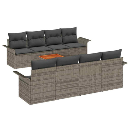 Set Divano da Giardino con cuscino 9 pcs Grigio polyrattan | homemem39