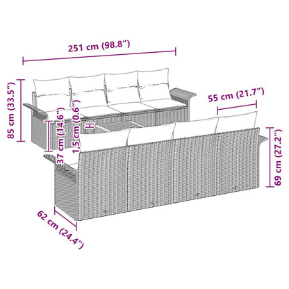Set Divano da Giardino con cuscino 9 pcs Grigio polyrattan | homemem39