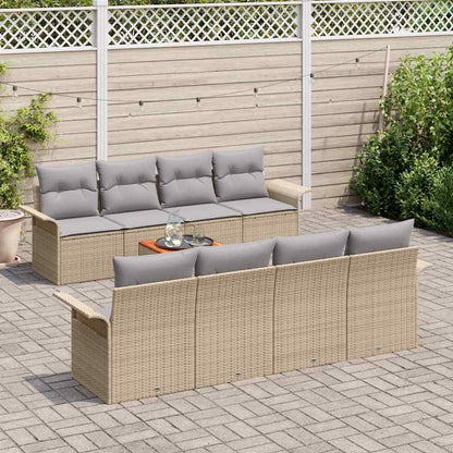 Set Divano da Giardino con cuscino 9 pcs Beige polyrattan | homemem39