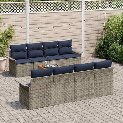 Set Divano da Giardino con cuscino 9 pcs Grigio polyrattan | homemem39