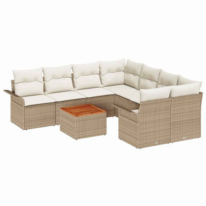 Set Divano da Giardino con cuscino 9 pcs Beige polyrattan | homemem39