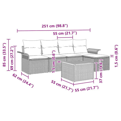 Set Divano da Giardino con cuscino 6 pcs Grigio polyrattan | homemem39