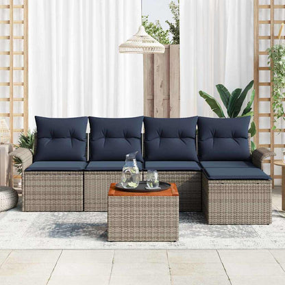 Set Divano da Giardino con cuscino 6 pcs Grigio polyrattan | homemem39