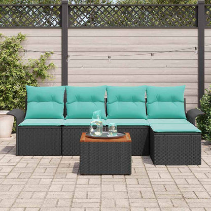 Set Divano da Giardino con cuscino 6 pcs Nero polyrattan | homemem39