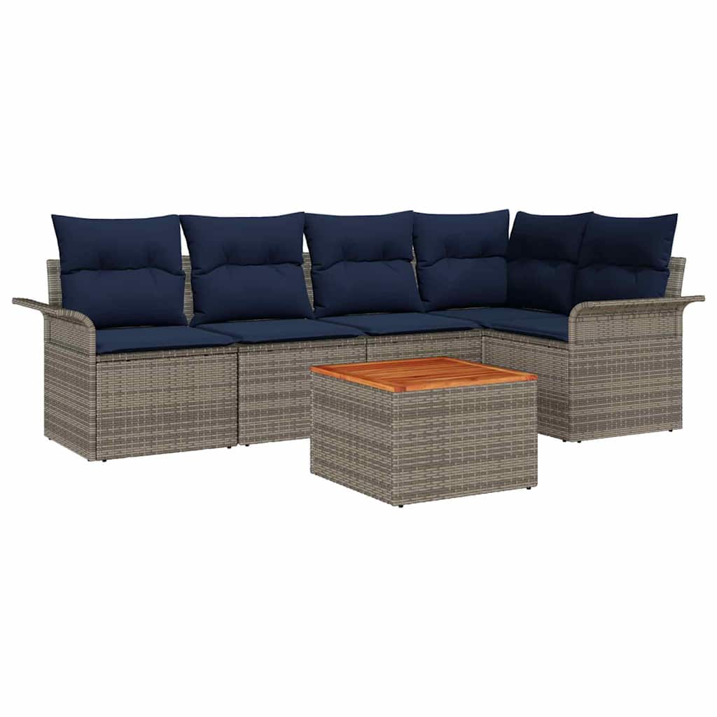 Set Divano da Giardino con cuscino 6 pcs Grigio polyrattan | homemem39
