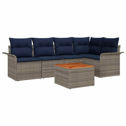 Set Divano da Giardino con cuscino 6 pcs Grigio polyrattan | homemem39